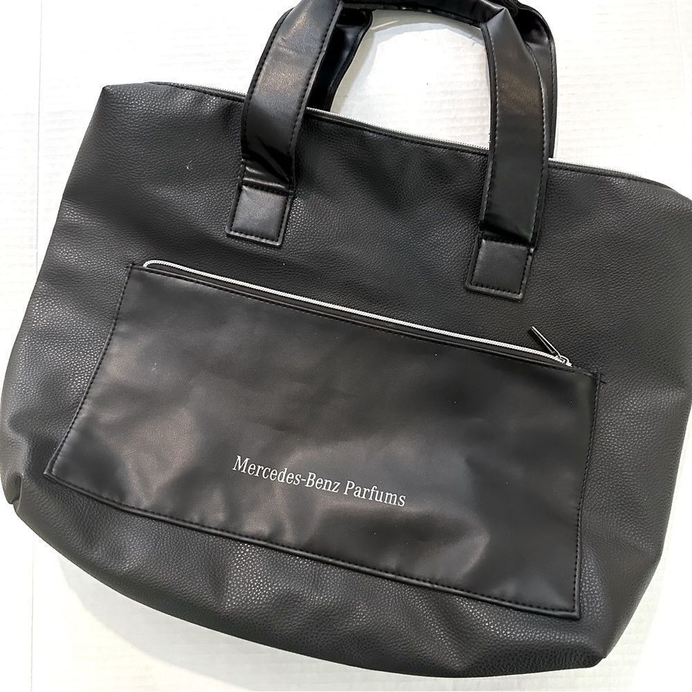 Mercedes Benz Parfum Men's 17"‎ Black Toiletry Tote Bag Faux Leather